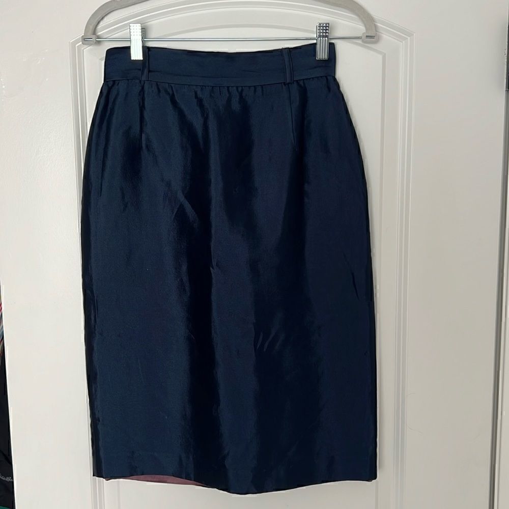 Vintage Paco Rabanne Blue silk Pencil Skirt